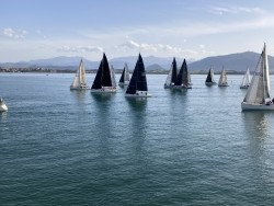 Las velas de las regatas de los s&aacute;bados embellecen la Bah&iacute;a de Santander