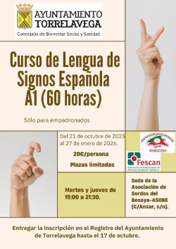 Torrelavega impartir&aacute; un curso de lengua de signos de nivel A1 para impulsar la integraci&oacute;n de las personas sordas