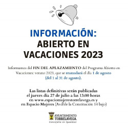 Torrelavega reanuda el programa `Abierto en Vacaciones` el 1 de agosto